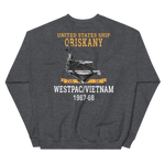 USS Oriskany (CVA-34) 1967-68 WESTPAC/VIETNAM Unisex Sweatshirt – back view, heather