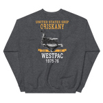 USS Oriskany (CVA-34) 1975-76 WESTPAC Unisex Sweatshirt – back view, heather