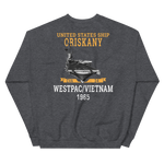USS Oriskany (CVA-34) 1965 WESTPAC/VIETNAM Unisex Sweatshirt – back view, heather