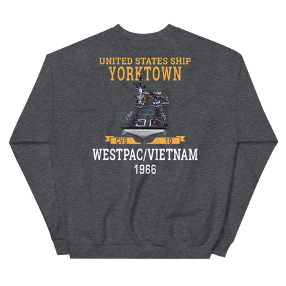 USS Yorktown (CVS-10) 1966 WESTPAC/VIETNAM Unisex Sweatshirt – back view, heather
