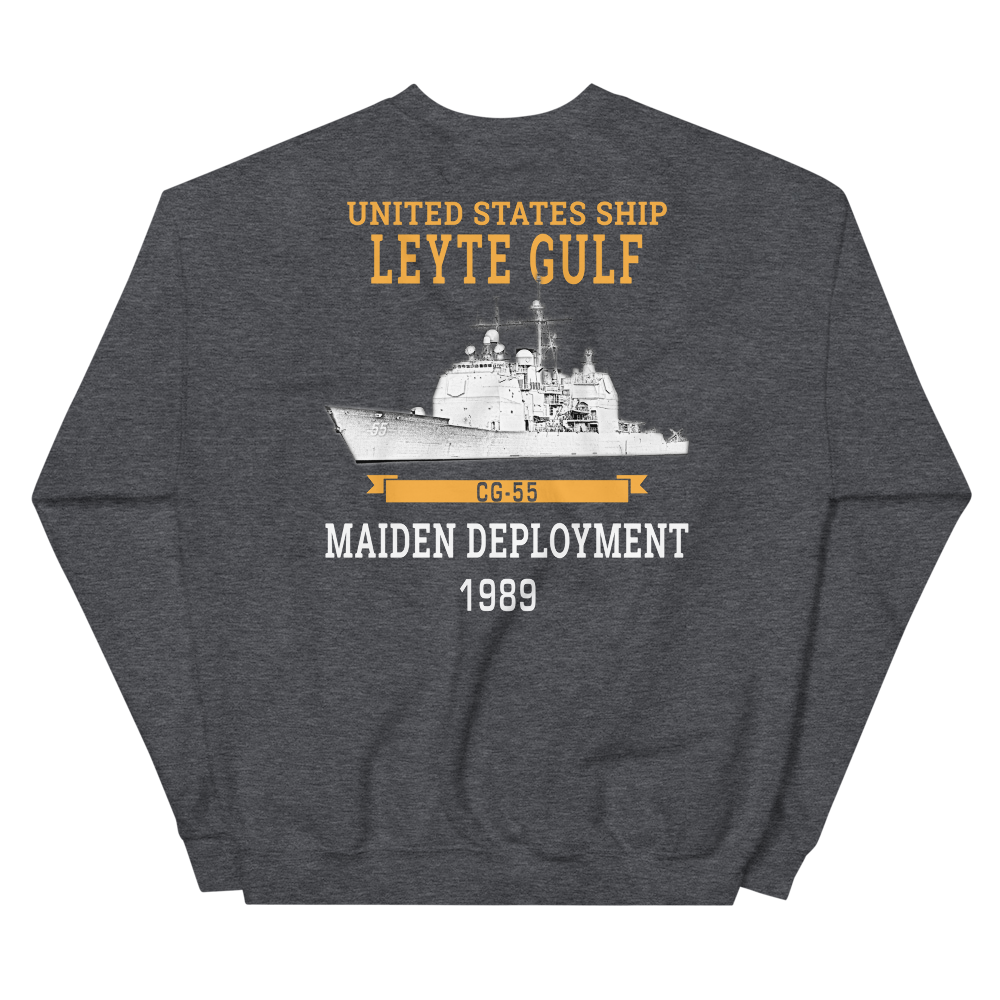USS Leyte Gulf (CG-55) 1989 Deployment Sweatshirt – back view, heather