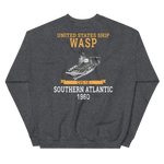 USS Wasp (CVS-18) 1960 S. ATLANTIC Unisex Sweatshirt – back view, heather