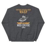 USS Wasp (CVS-18) 1964 MED Unisex Sweatshirt – back view, heather
