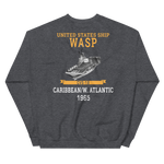 USS Wasp (CVS-18) 1965 CARIBBEAN/W. ATLANTIC Unisex Sweatshirt – back view, heather