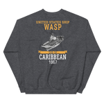 USS Wasp (CVS-18) 1967 CARIBBEAN Unisex Sweatshirt – back view, heather