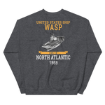 USS Wasp (CVS-18) 1969 N. ATLANTIC Unisex Sweatshirt – back view, heather