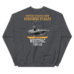 USS Bonhomme Richard (CVS-31) 1962-63 WESTPAC Unisex Sweatshirt – back view, heather