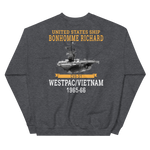 USS Bonhomme Richard (CVS-31) 1965-66 WESTPAC/VIETNAM Unisex Sweatshirt – back view, heather
