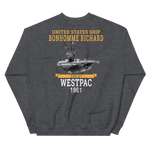 USS Bonhomme Richard (CVS-31) 1961 WESTPAC Unisex Sweatshirt – back view, heather