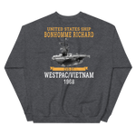 USS Bonhomme Richard (CVS-31) 1968 WESTPAC/VIETNAM Unisex Sweatshirt – back view, heather