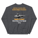 USS Bonhomme Richard (CVS-31) 1969 WESTPAC/VIETNAM Unisex Sweatshirt – back view, heather