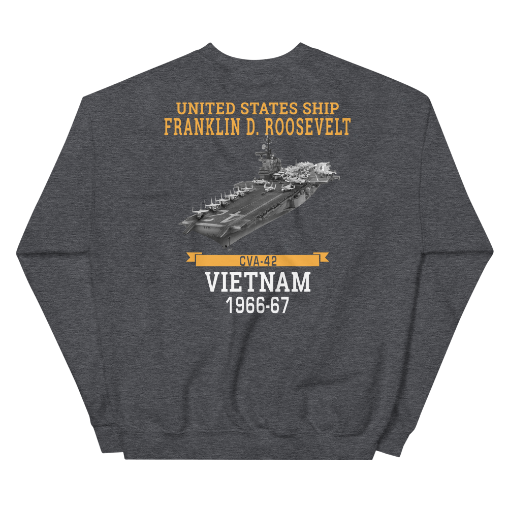 USS Franklin D. Roosevelt (CVA-42) 1966-67 VIETNAM Sweatshirt – back view, heather