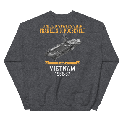 USS Franklin D. Roosevelt (CVA-42) 1966-67 VIETNAM Sweatshirt – back view, heather