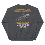 USS Franklin D. Roosevelt (CVA-42) 1973-74 MED CRUISE Sweatshirt – back view, heather