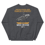USS Franklin D. Roosevelt (CVA-42) 1971 MED CRUISE Sweatshirt – back view, heather