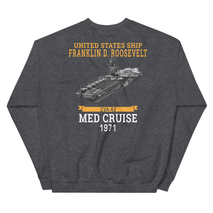 USS Franklin D. Roosevelt (CVA-42) 1971 MED CRUISE Sweatshirt – back view, heather