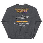 USS Hancock (CVA-19) 1969-70 WESTPAC/VIETNAM Unisex Sweatshirt – back view, heather