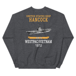 USS Hancock (CVA-19) 1972 WESTPAC/VIETNAM Unisex Sweatshirt – back view, heather