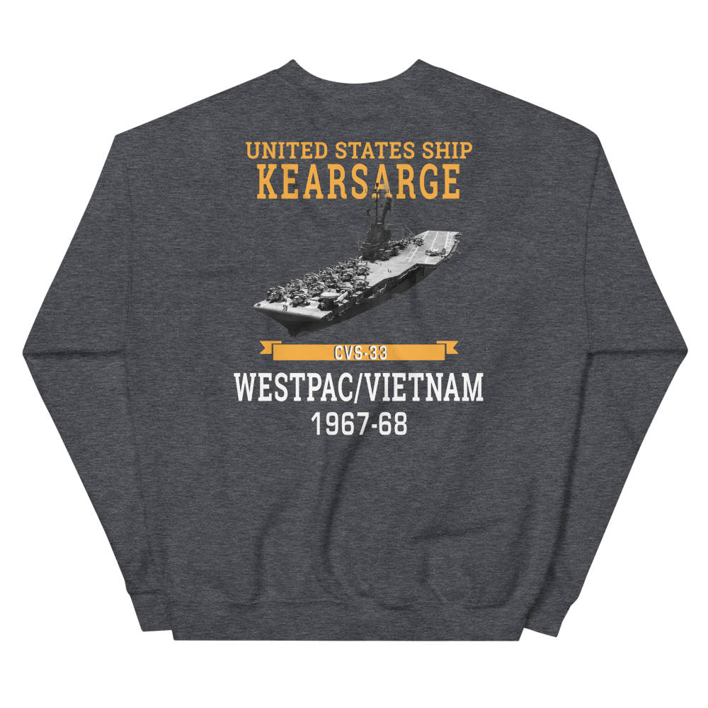 USS Kearsarge (CVS-33) 1967-68 WESTPAC/VIETNAM Sweatshirt – back view, heather