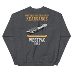 USS Kearsarge (CVS-33) 1961 WESTPAC Sweatshirt – back view, heather