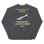 USS Essex (CVS-9) 1962 S. ATLANTIC/CARIBBEAN Sweatshirt – back view, heather