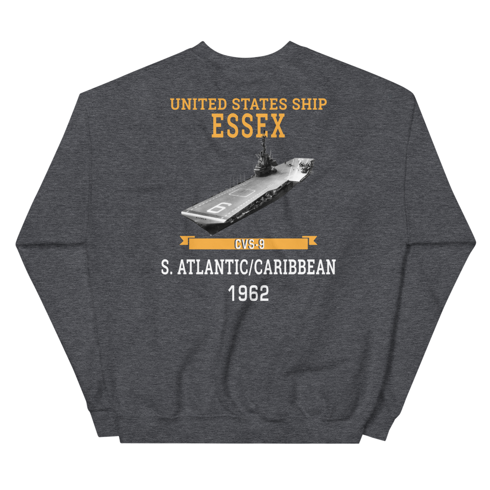 USS Essex (CVS-9) 1962 S. ATLANTIC/CARIBBEAN Sweatshirt – back view, heather