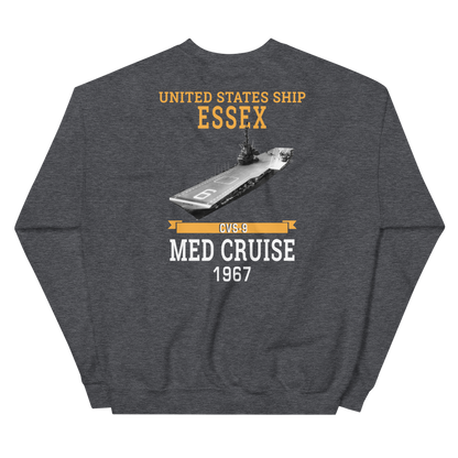 USS Essex (CVS-9) 1967 MED CRUISE Sweatshirt – back view, heather