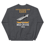 USS Essex (CVS-9) 1968 MED CRUISE Sweatshirt – back view, heather