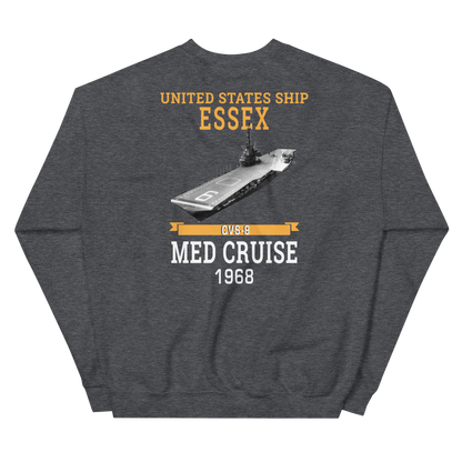 USS Essex (CVS-9) 1968 MED CRUISE Sweatshirt – back view, heather