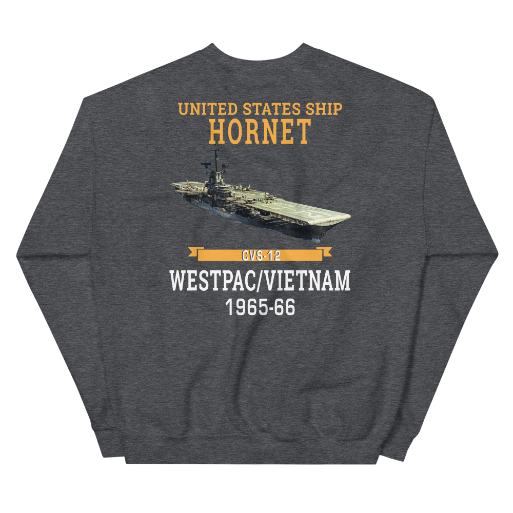 USS Hornet (CVS-12) 1965-66 WESTPAC/VIETNAM Sweatshirt – back view, heather