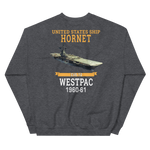 USS Hornet (CVS-12) 1968-69 WESTPAC/VIETNAM Sweatshirt – back view, heather