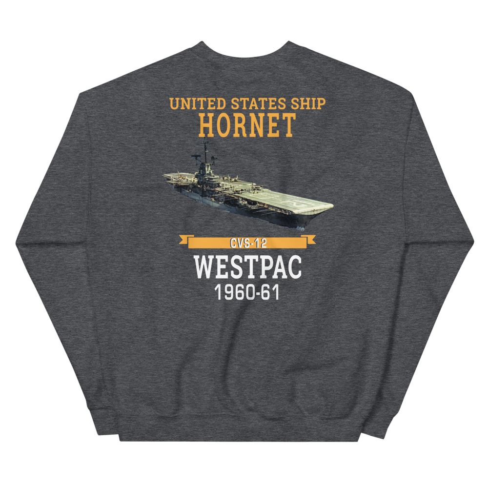 USS Hornet (CVS-12) 1968-69 WESTPAC/VIETNAM Sweatshirt – back view, heather