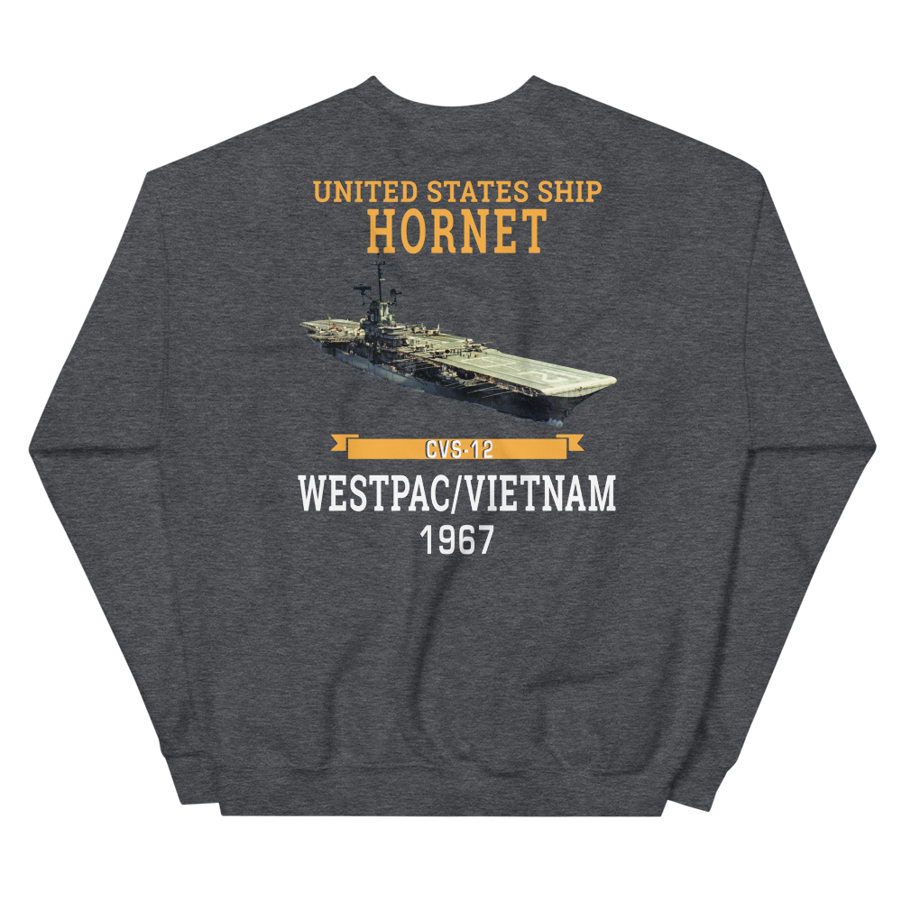 USS Hornet (CVS-12) 1967 WESTPAC/VIETNAM Sweatshirt – back view, heather