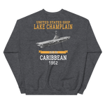 USS Lake Champlain (CVS-39) 1962 CARIBBEAN Sweatshirt – back view, heather
