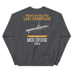 USS Lake Champlain (CVS-39) 1964 MED CRUISE Sweatshirt – back view, heather
