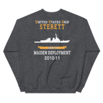 USS Sterett (DDG-104) 2010-11 MAIDEN DEPLOYMENT Unisex Sweatshirt – back view, heather