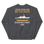 USS Mitscher (DDG-57) 1996 MAIDEN DEPLOYMENT Unisex Sweatshirt – back view, heather
