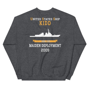 USS Kidd (DDG-100) 2009 MAIDEN DEPLOYMENT Unisex Sweatshirt