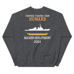 USS Howard (DDG-83) 2004 MAIDEN DEPLOYMENT Unisex Sweatshirt – back view, heather