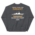 USS Farragut (DDG-99) 2008 MAIDEN DEPLOYMENT Unisex Sweatshirt – back view, heather