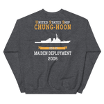 USS Chung-Hoon (DDG-93) 2006 MAIDEN DEPLOYMENT Unisex Sweatshirt – back view, heather