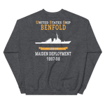 USS Benfold (DDG-65) 1997-98 MAIDEN DEPLOYMENT Unisex Sweatshirt – back view, heather