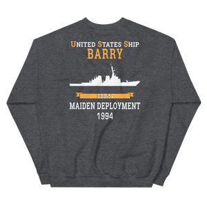 USS Barry (DDG-52) 1994 MAIDEN DEPLOYMENT Unisex Sweatshirt