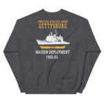 USS Gettysburg (CG-64) 1992-93 Maiden Deployment Sweatshirt – back view, heather