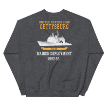 Load image into Gallery viewer, USS Gettysburg (CG-64) 1992-93 Maiden Deployment Sweatshirt