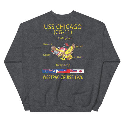 USS Chicago (CG-11) 1976 WESTPAC Cruise Sweatshirt – back view, heather
