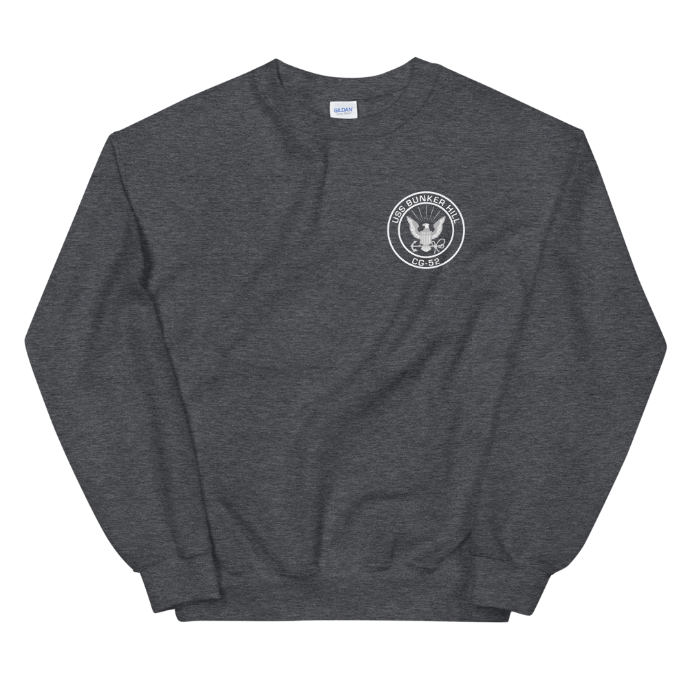 USS Bunker Hill (CG-52) 1988-89 Deployment Sweatshirt – front view, heather