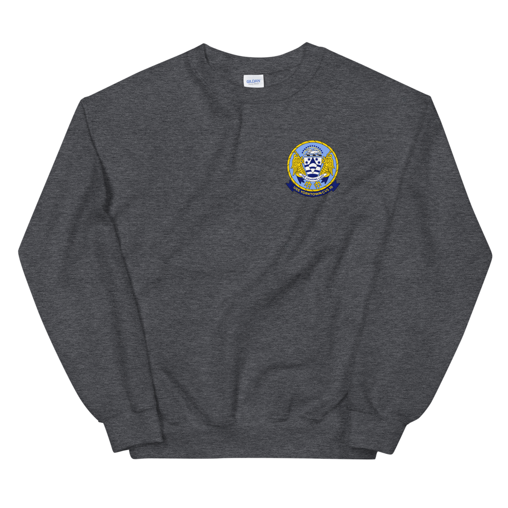 USS Yorktown (CVS-10) Ship's Crest Sweatshirt – front view, heather