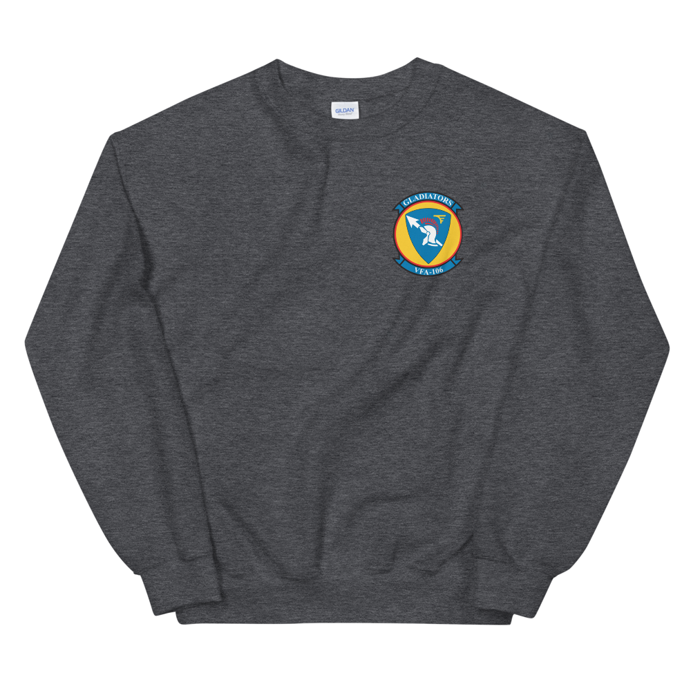 VFA-106 Gladiators Squadron Crest Unisex Sweatshirt – front view, heather