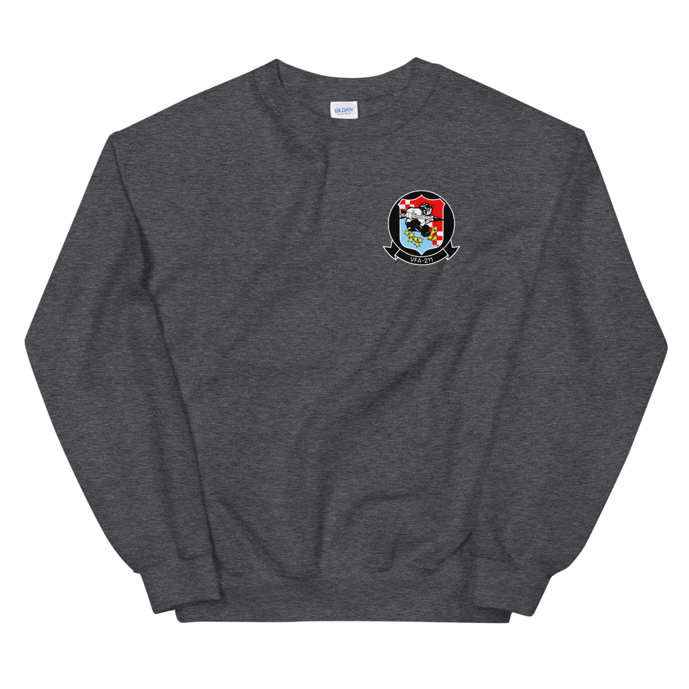 VFA-211 Checkmates Squadron Crest Unisex Sweatshirt – front view, heather